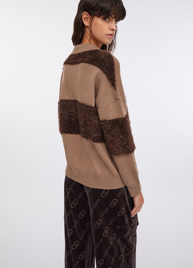 Polo in lana a righe cioccolato Liu Jo - large image number 1