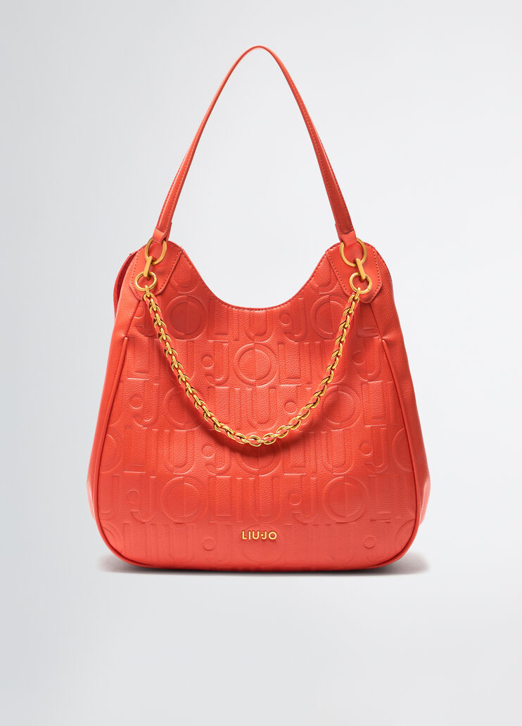 Large bag with bejewelled chain orange Liu Jo - medium Large bag with bejewelled chain orange Liu Jo - medium