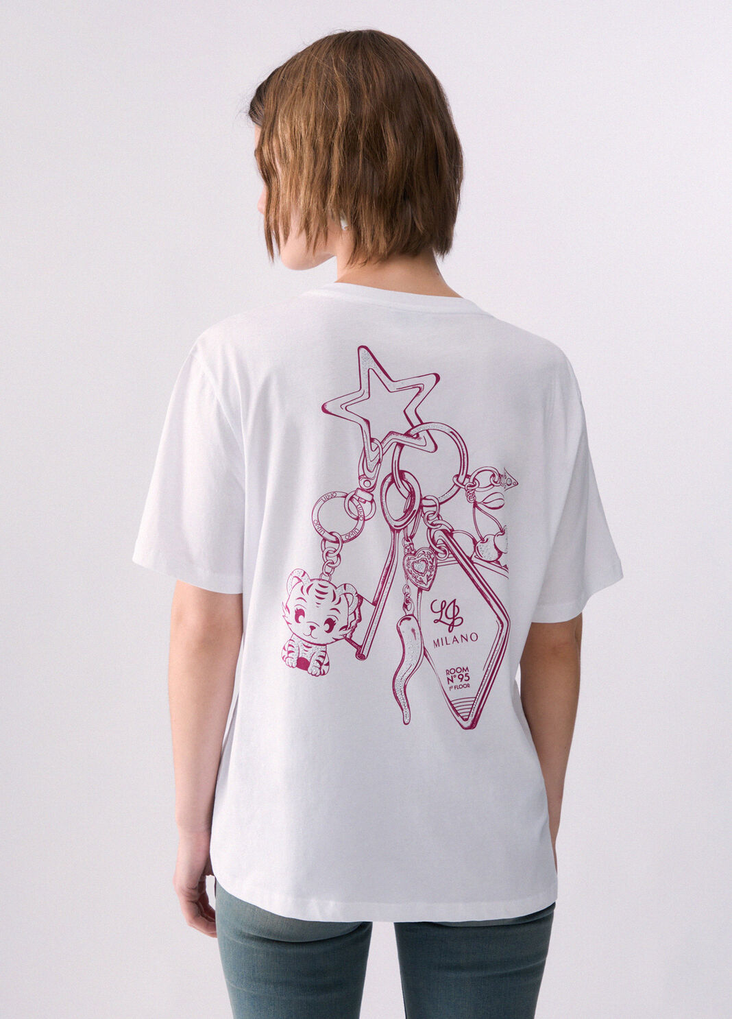 T-shirt con stampa dietro bianco Liu Jo - large image number 1