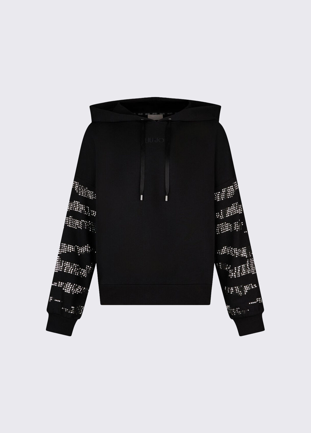 Hooded sweatshirt with appliqu&eacute;s black Liu Jo - large image number 6