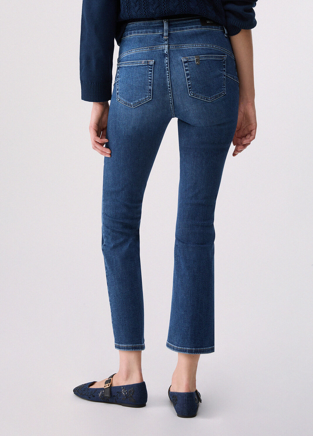 Bootcut jeans with rhinestones dark blue denim Liu Jo - large image number 1