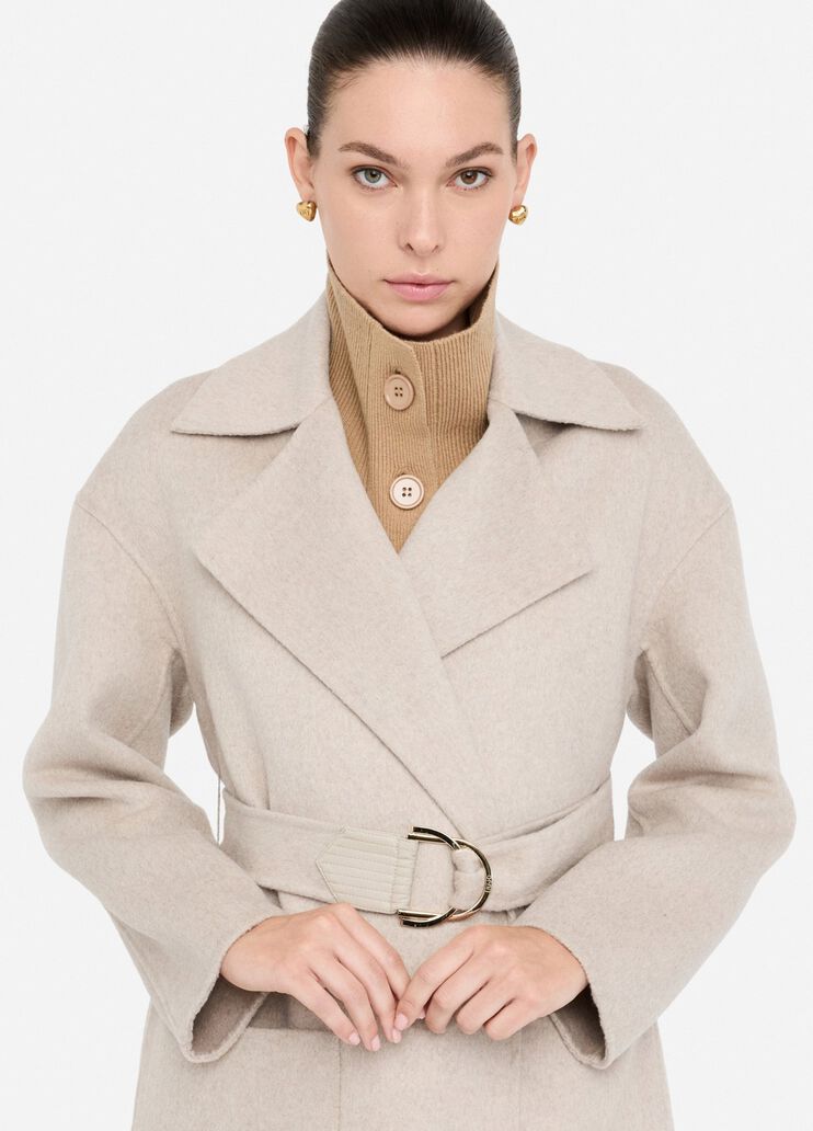Wool coat with belt beige Liu Jo - large image number 2 Wool coat with belt beige Liu Jo - large image number 2