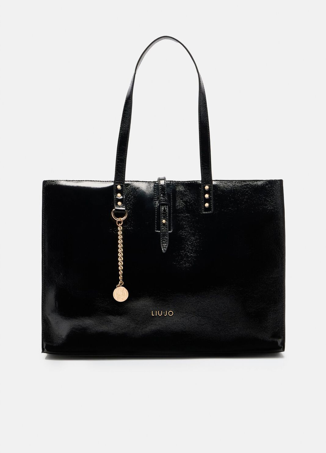 Large glossy tote bag black Liu Jo - large image number 0