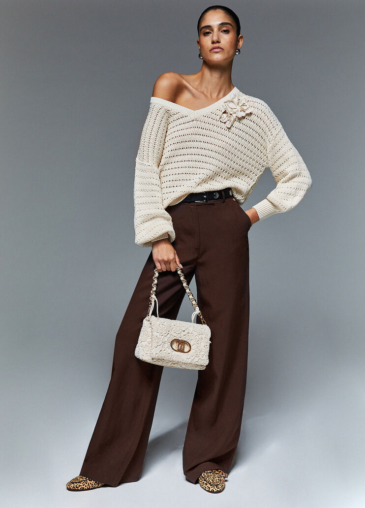 Linen-blend trousers dark brown Liu Jo - medium