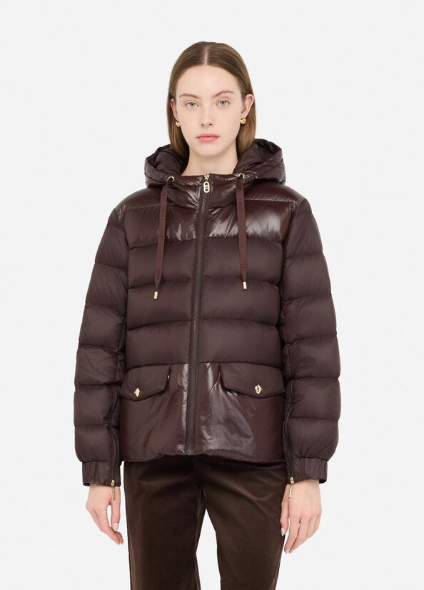 Quilted nylon jacket chocolate Liu Jo - large image number 0