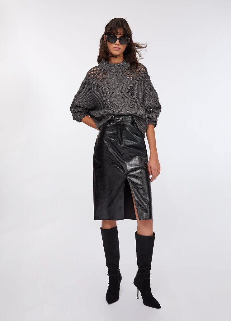 Wool jumper with openwork detailing grey Liu Jo - large image number 5