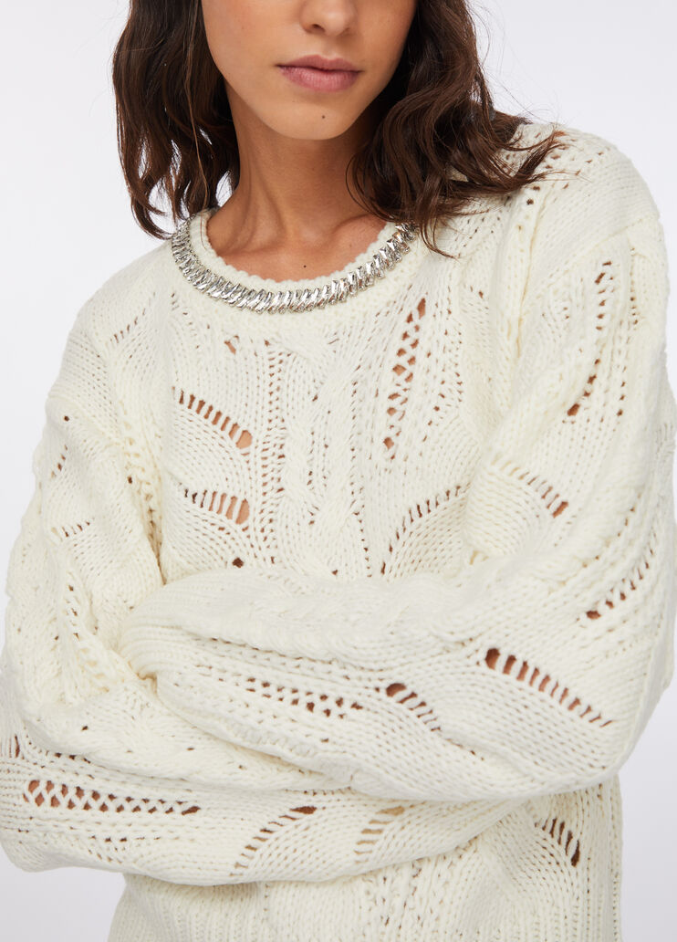 Maglia traforata con pietre gioiello bianco lana Liu Jo - medium