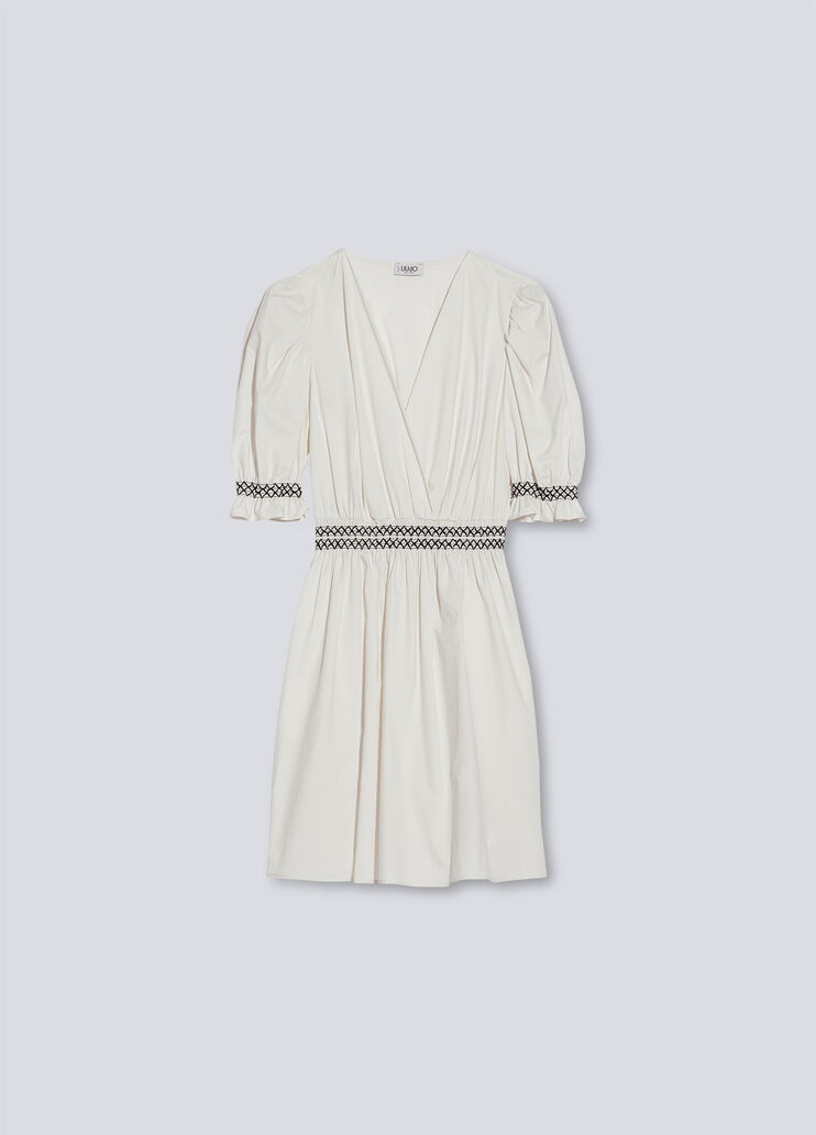 Kurzes Kleid aus Popeline Elfenbein/Schwarz Liu Jo - large image number 5