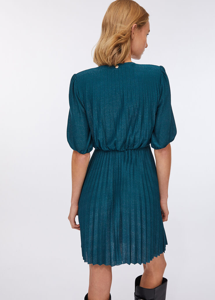 Elegant pleated short dress dark green Liu Jo - large image number 1