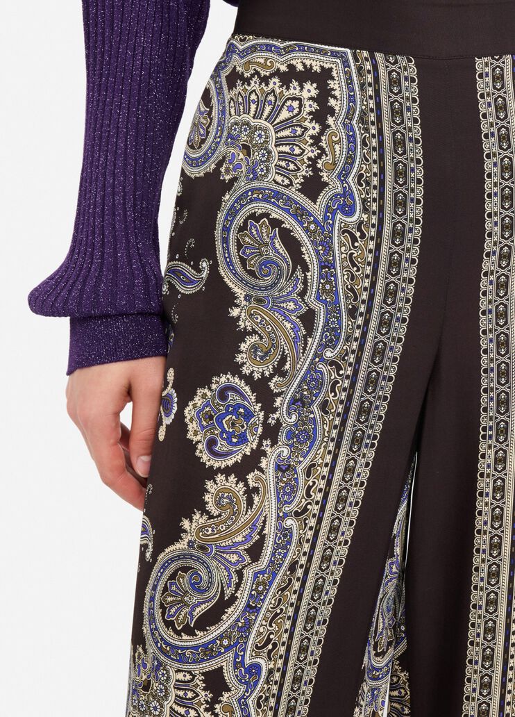 Pantalon en satin imprimé marron avec imprimé Liu Jo - large image number 2