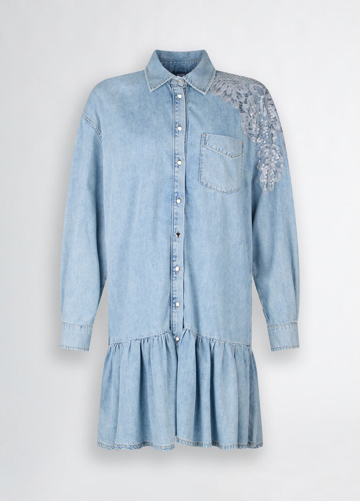 Denim dress with lace light denim Liu Jo - large image number 6 Denim dress with lace light denim Liu Jo - large image number 6
