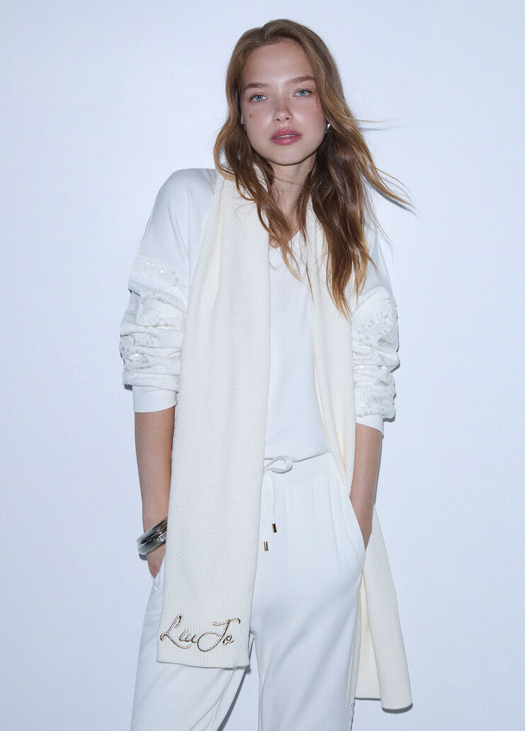 &Eacute;charpe avec logo blanc laine Liu Jo - medium