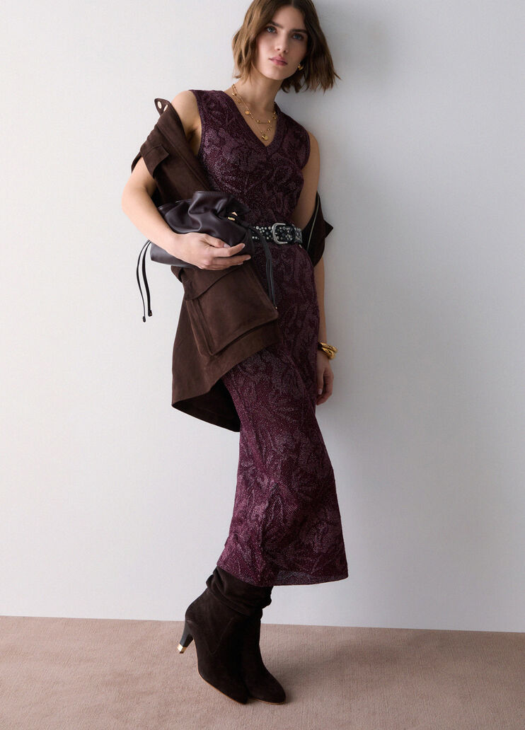 Top en dentelle lam&eacute; aubergine Liu Jo - medium