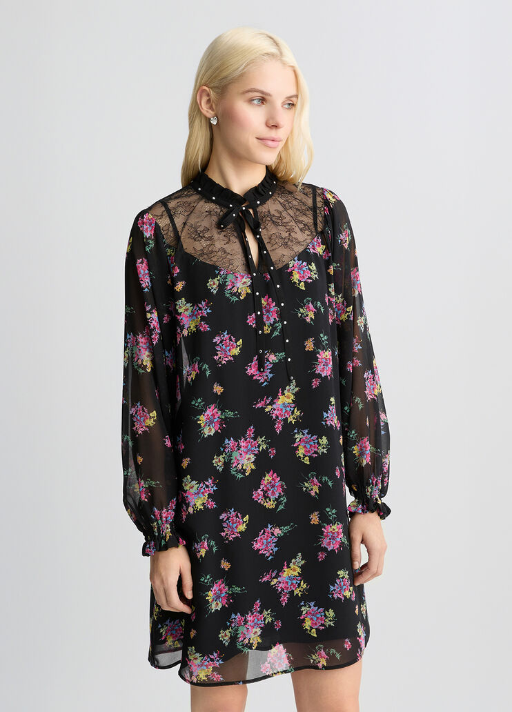 Floral georgette dress black floral print Liu Jo - large image number 0 Floral georgette dress black floral print Liu Jo - large image number 0