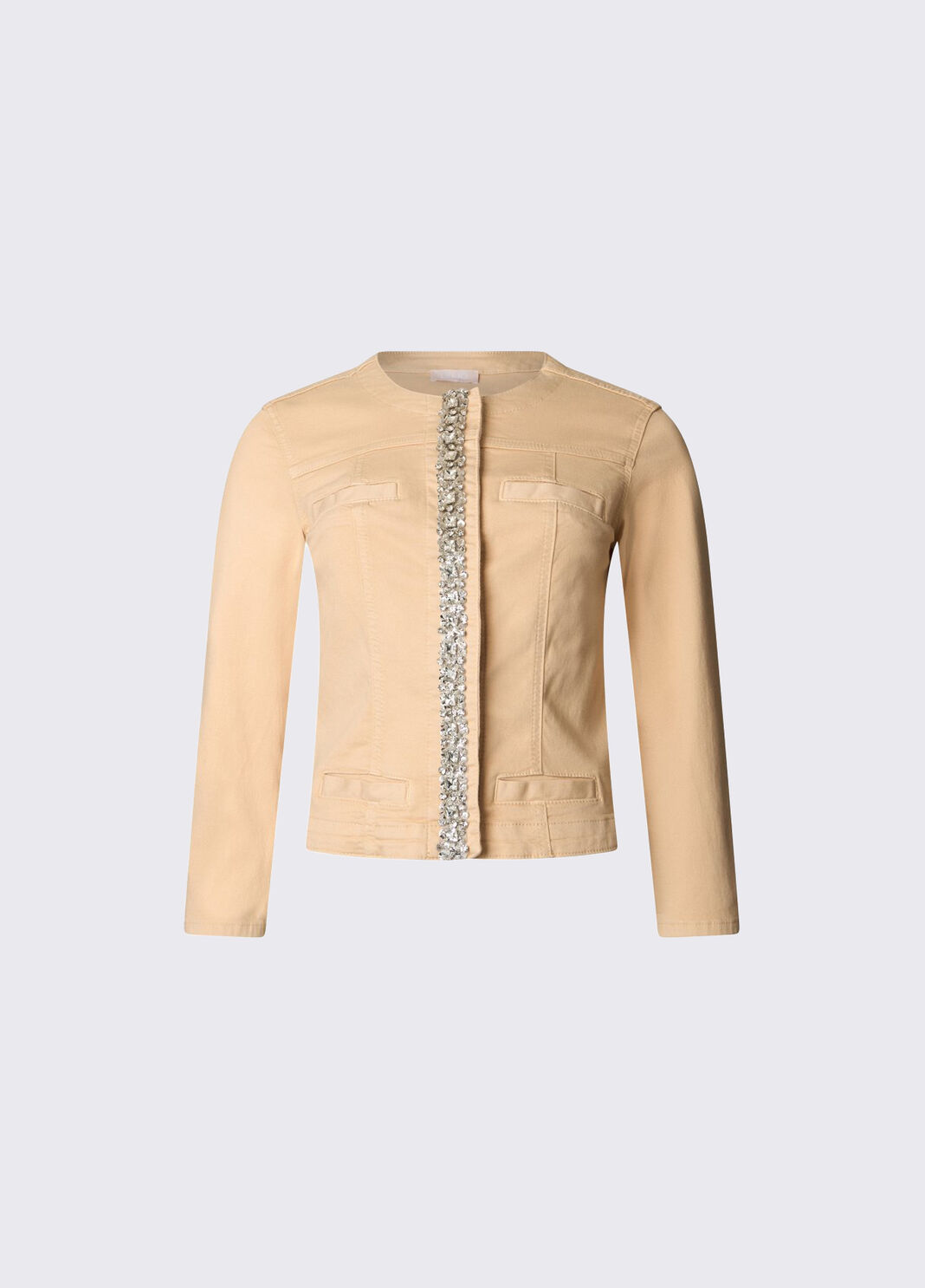 Jacket with jewel appliqu&eacute;s beige Liu Jo - large image number 6