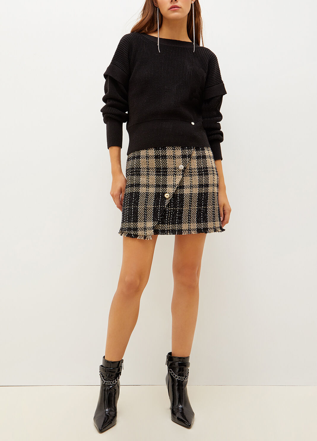 Pull en laine m&eacute;lang&eacute;e noir Liu Jo - large image number 0