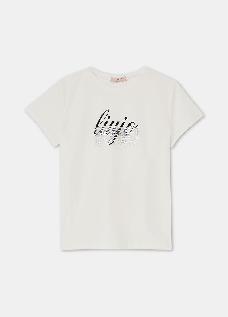 T-Shirt aus Baumwolle mit Logo Weiß Liu Jo - large image number 2 T-Shirt aus Baumwolle mit Logo Weiß Liu Jo - large image number 2