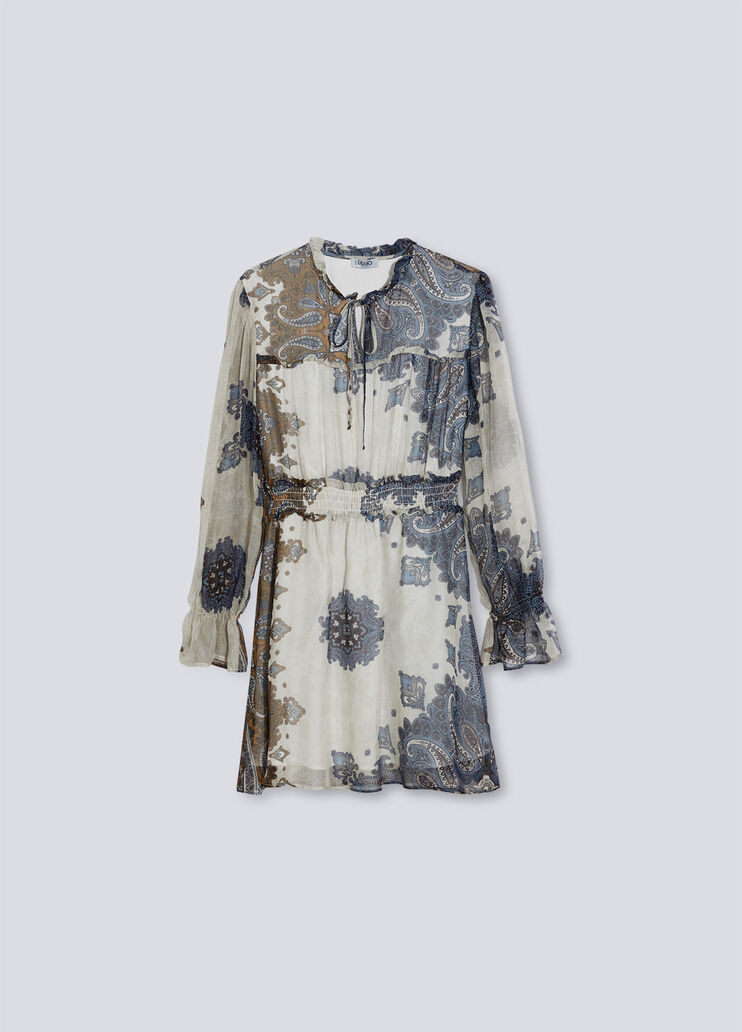 Short dress in silk blend optical print Liu Jo - large image number 4 Short dress in silk blend optical print Liu Jo - large image number 4