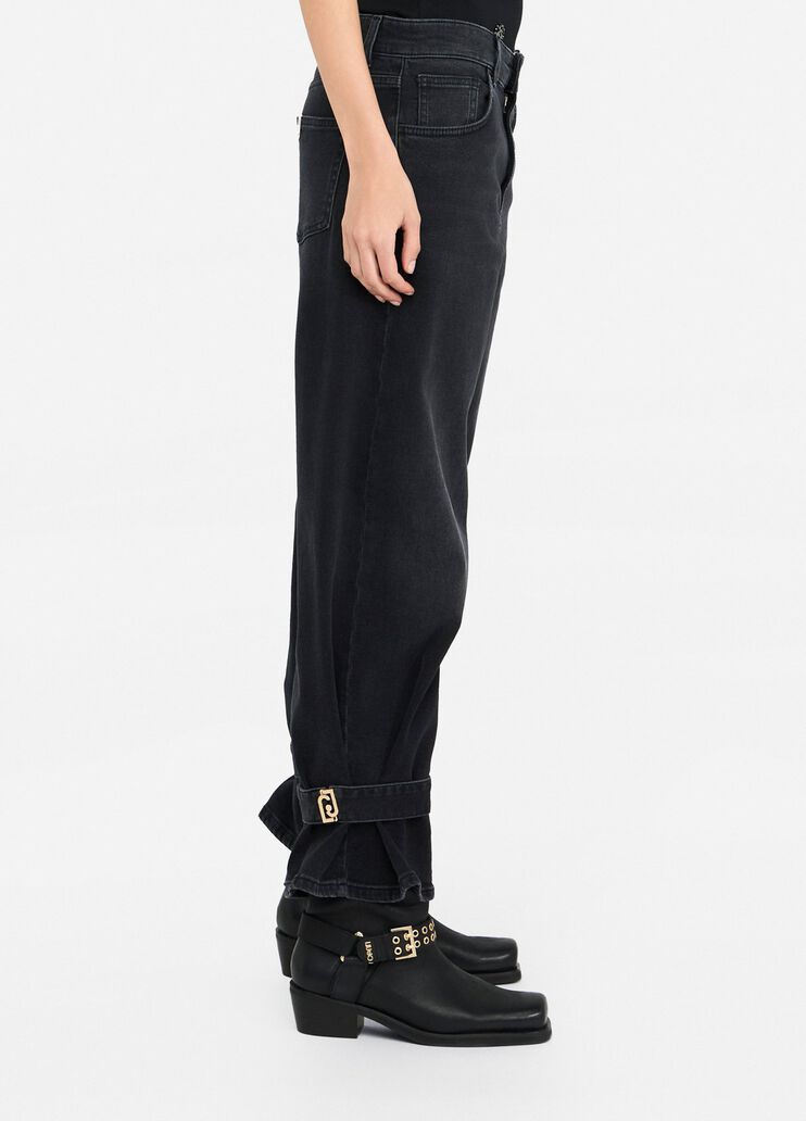 Jean carotte à taille haute denim noir Liu Jo - large image number 3 Jean carotte à taille haute denim noir Liu Jo - large image number 3