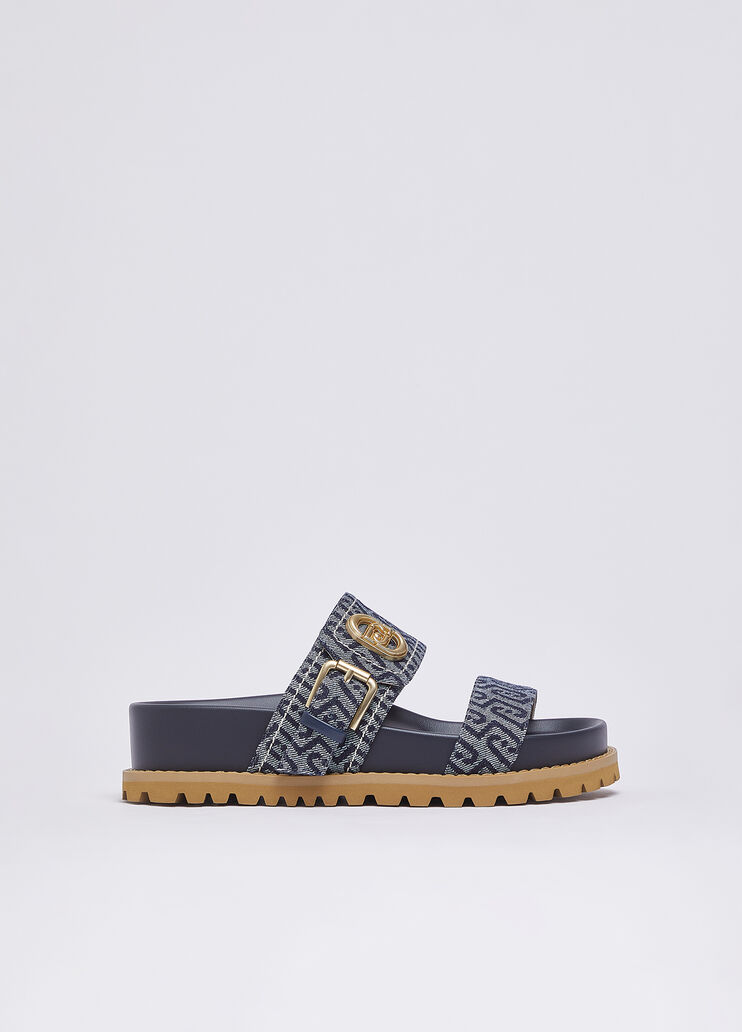 Sandals with all-over monogram dark blue Liu Jo - medium