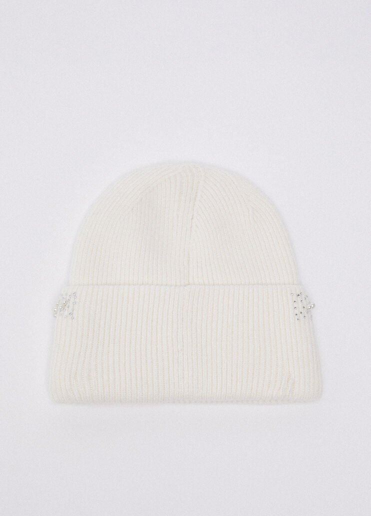 Strickm&uuml;tze mit Perlen Creme Liu Jo - medium