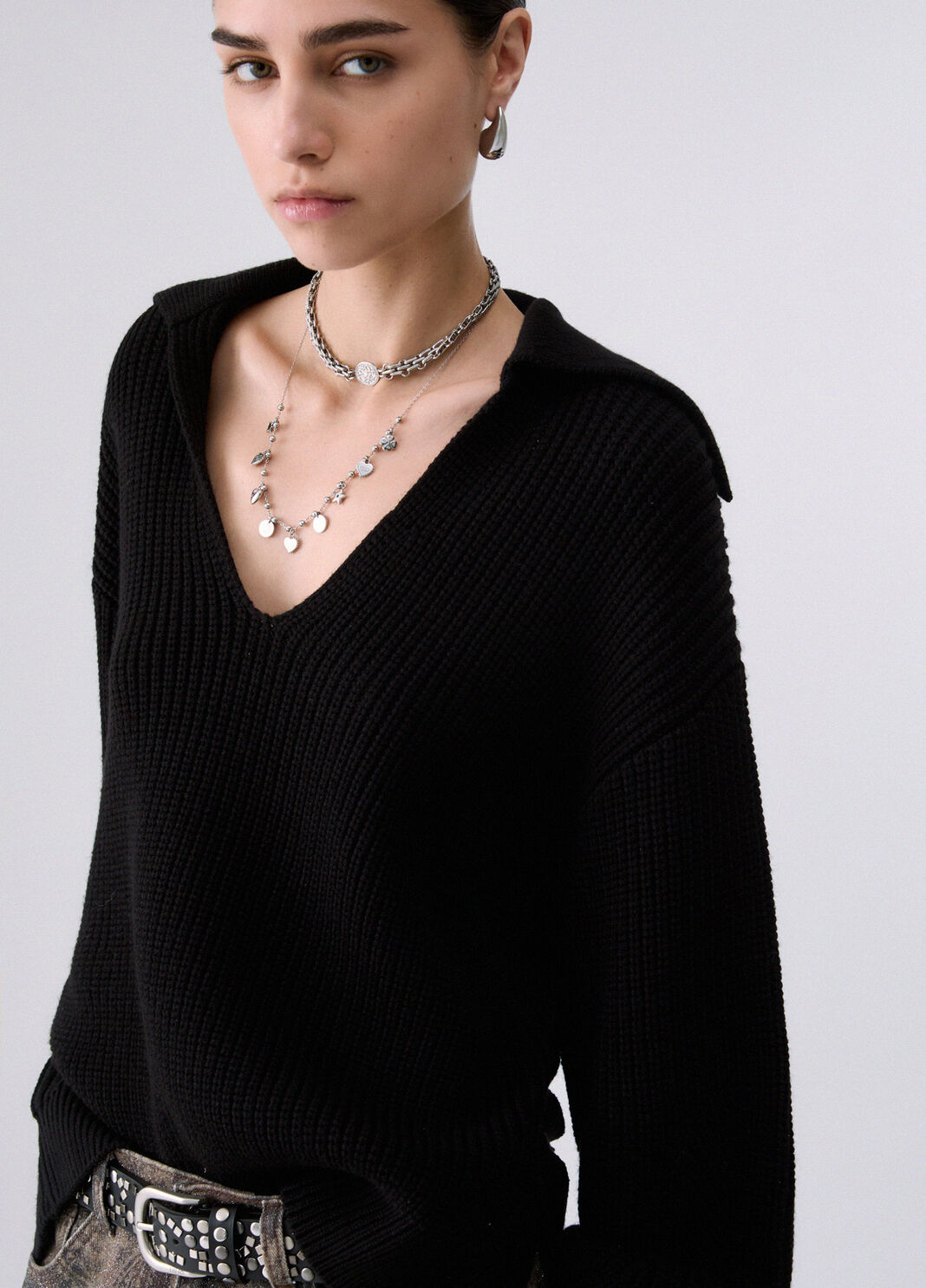 Maille en laine &agrave; lacets noir Liu Jo - large image number 4
