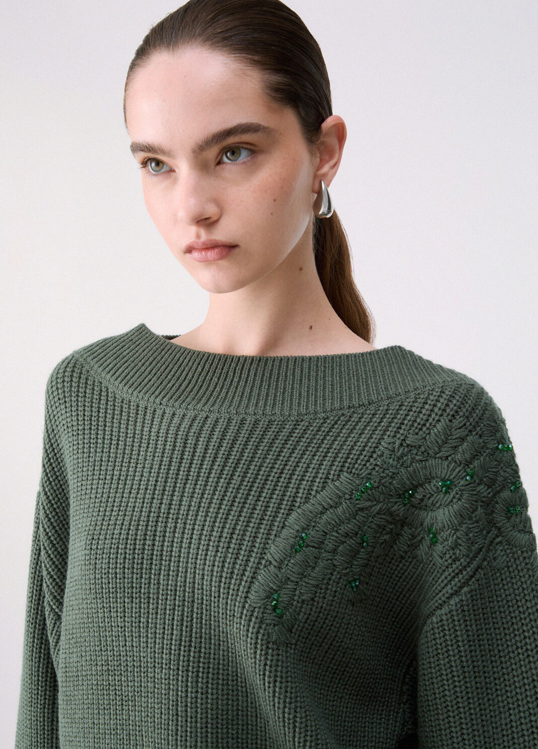 Wool Sweater with Embroidery dark green Liu Jo - large image number 4