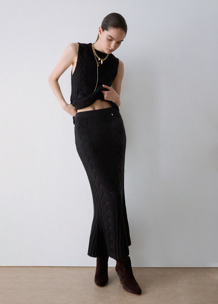 Falda midi de punto negro Liu Jo - medium