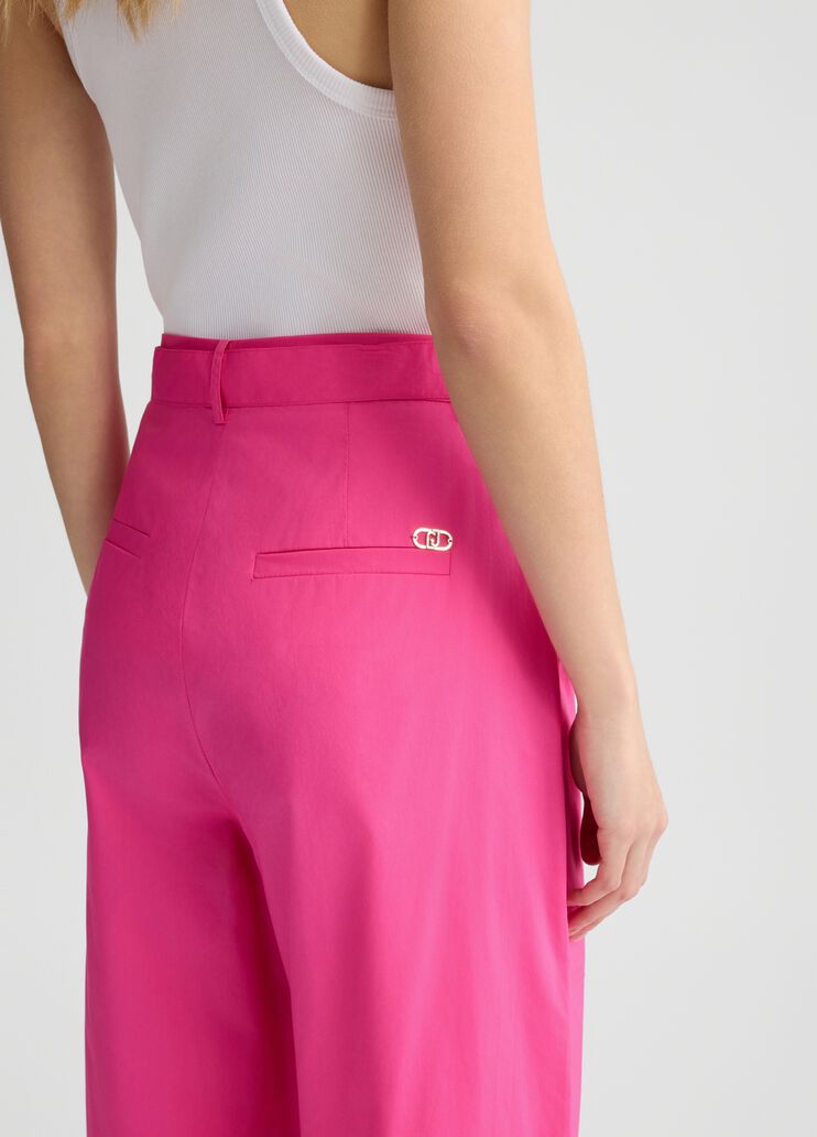 Pink poplin trousers pink Liu Jo - large image number 4 Pink poplin trousers pink Liu Jo - large image number 4