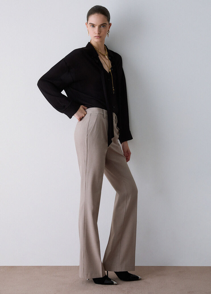 Fit & Flare Hose aus M&eacute;lange-Stoff beige Liu Jo - medium