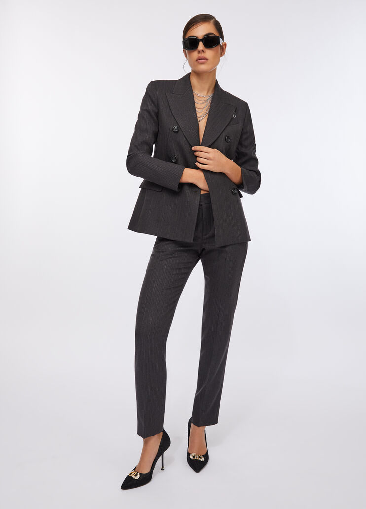 Zweireihiger Nadelstreifenblazer Schiefergrau mit Nadelstreifen Liu Jo - large image number 5 Zweireihiger Nadelstreifenblazer Schiefergrau mit Nadelstreifen Liu Jo - large image number 5