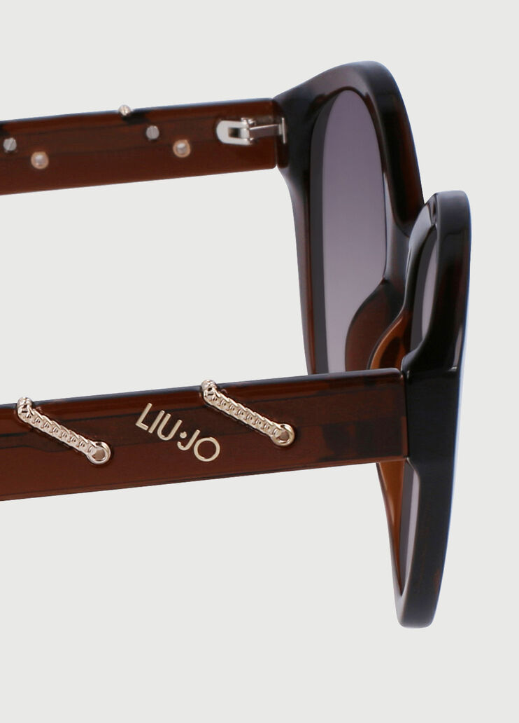 Lunettes de soleil avec chaînes fantaisie marron Liu Jo - large image number 2 Lunettes de soleil avec chaînes fantaisie marron Liu Jo - large image number 2
