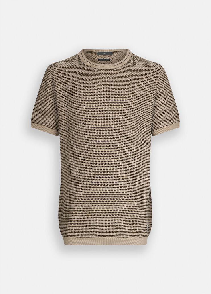 T-shirt jacquard en coton et soie beige Liu Jo - large image number 6