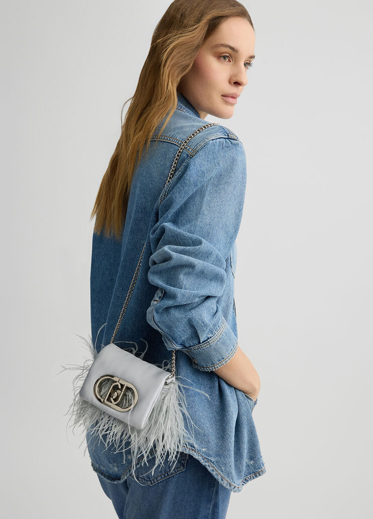 Mini LaPuffy bag with feathered detailing light blue Liu Jo - medium Mini LaPuffy bag with feathered detailing light blue Liu Jo - medium