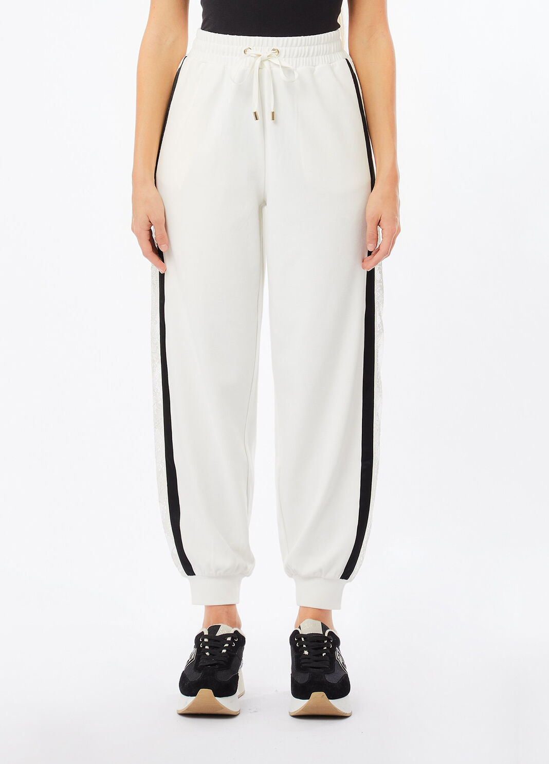 Pantaloni jogging in felpa con pizzo bianco Liu Jo - large image number 0