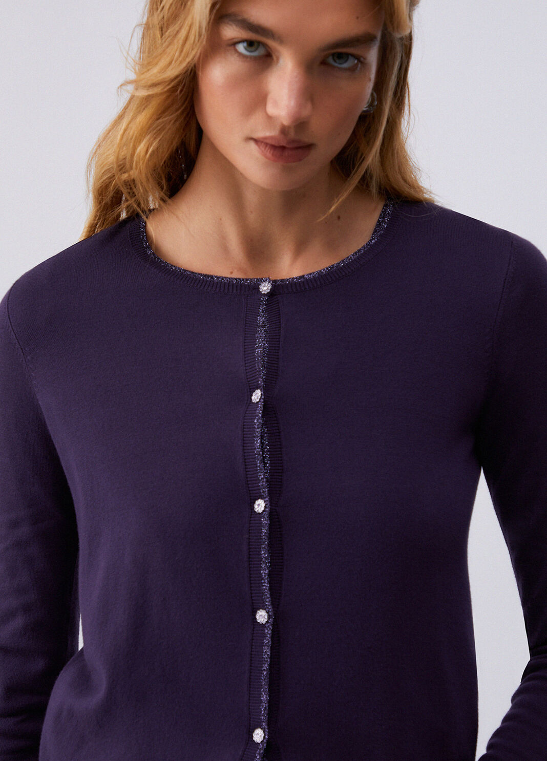 Cardigan with slits Dark purple Liu Jo - large image number 4