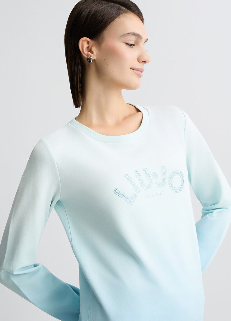 Sweatshirt with rhinestones light blue Liu Jo - large image number 3 Sweatshirt with rhinestones light blue Liu Jo - large image number 3