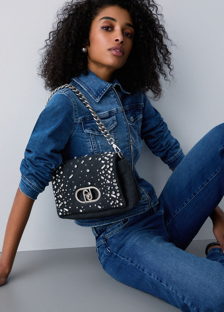 Sac LaPuffy moyen mod&egrave;le matelass&eacute; denim gris Liu Jo - medium