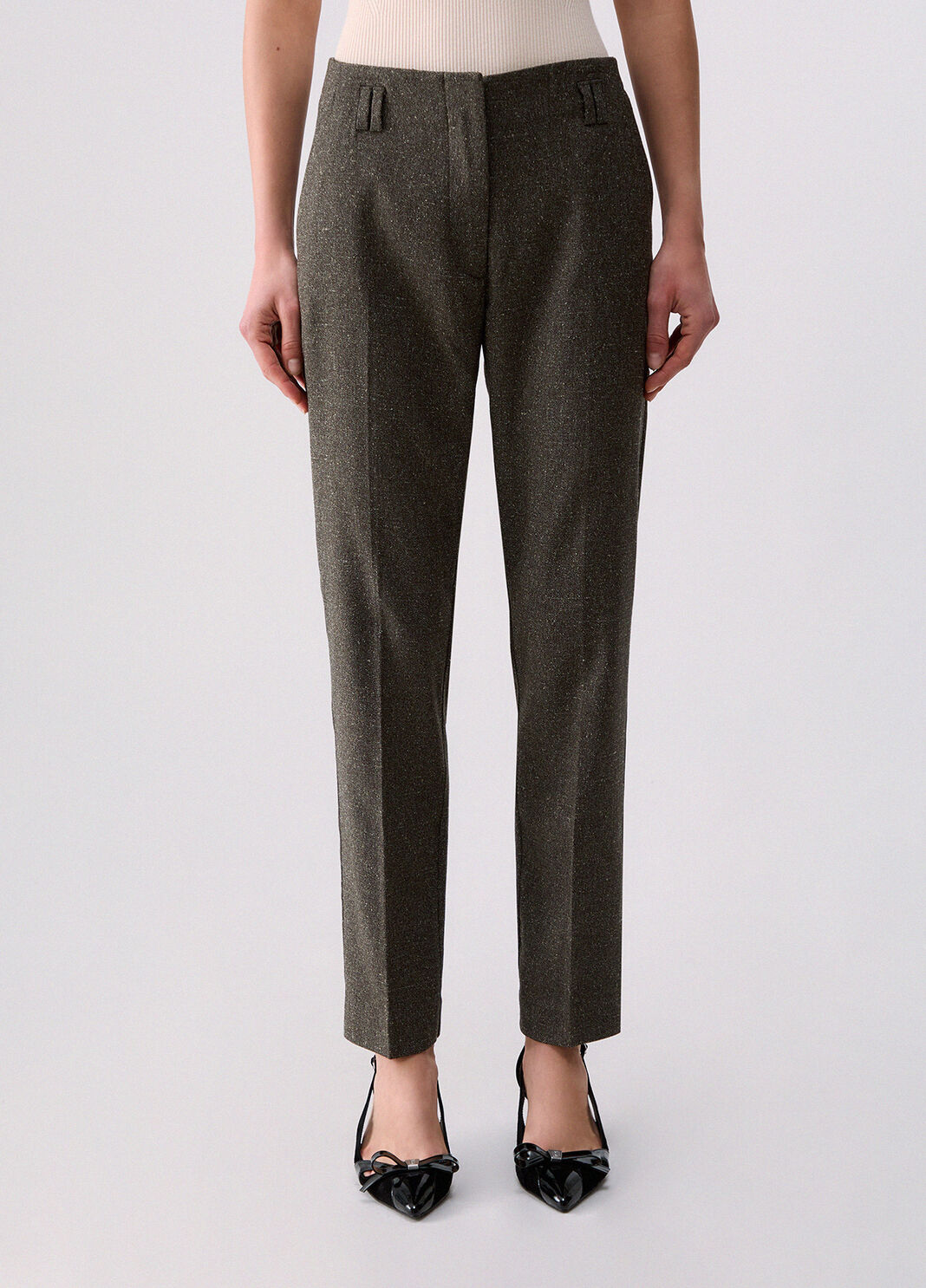 Pantalon cigarette en tweed vert fonc&eacute; Liu Jo - large image number 0