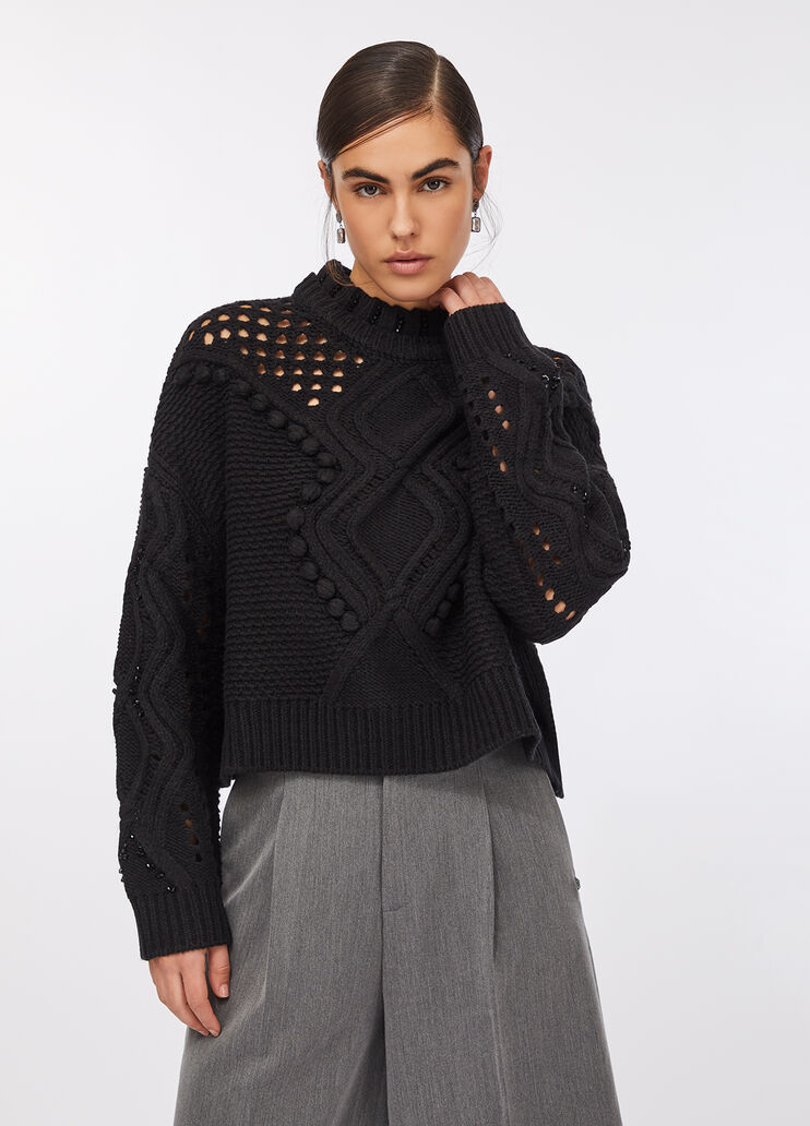 Wool jumper with openwork detailing black Liu Jo - large image number 0