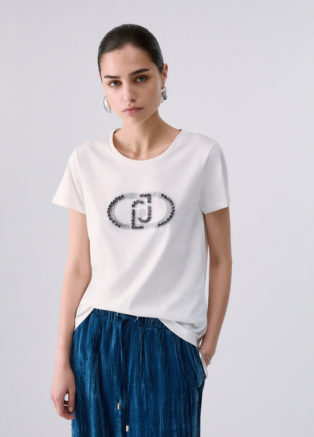 T-shirt avec logo monogramme blanc Liu Jo - large image number 0