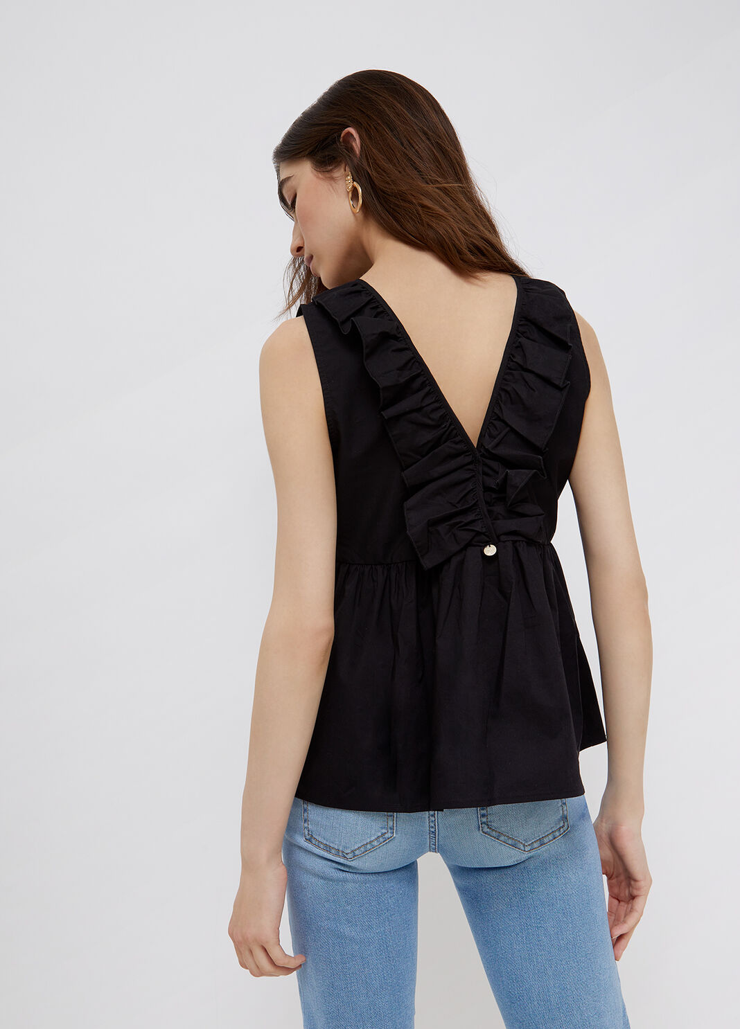 Топ из поплина с вышивкой чёрный Liu Jo - large image number 1