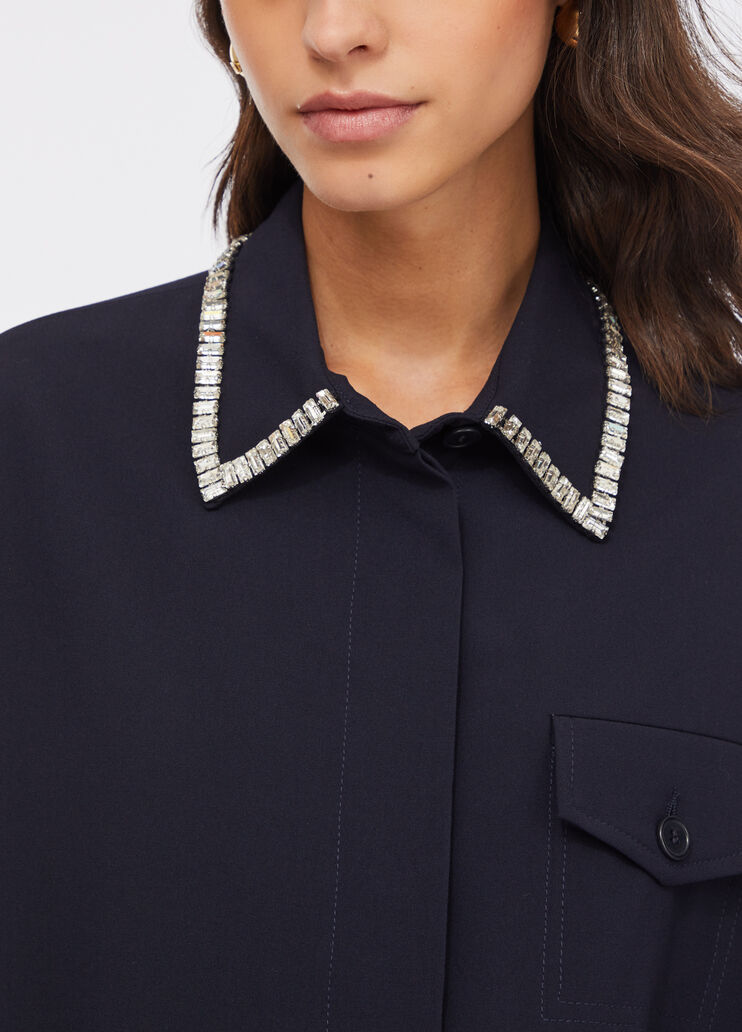 Рубашка со стразами морской синий Liu Jo - medium