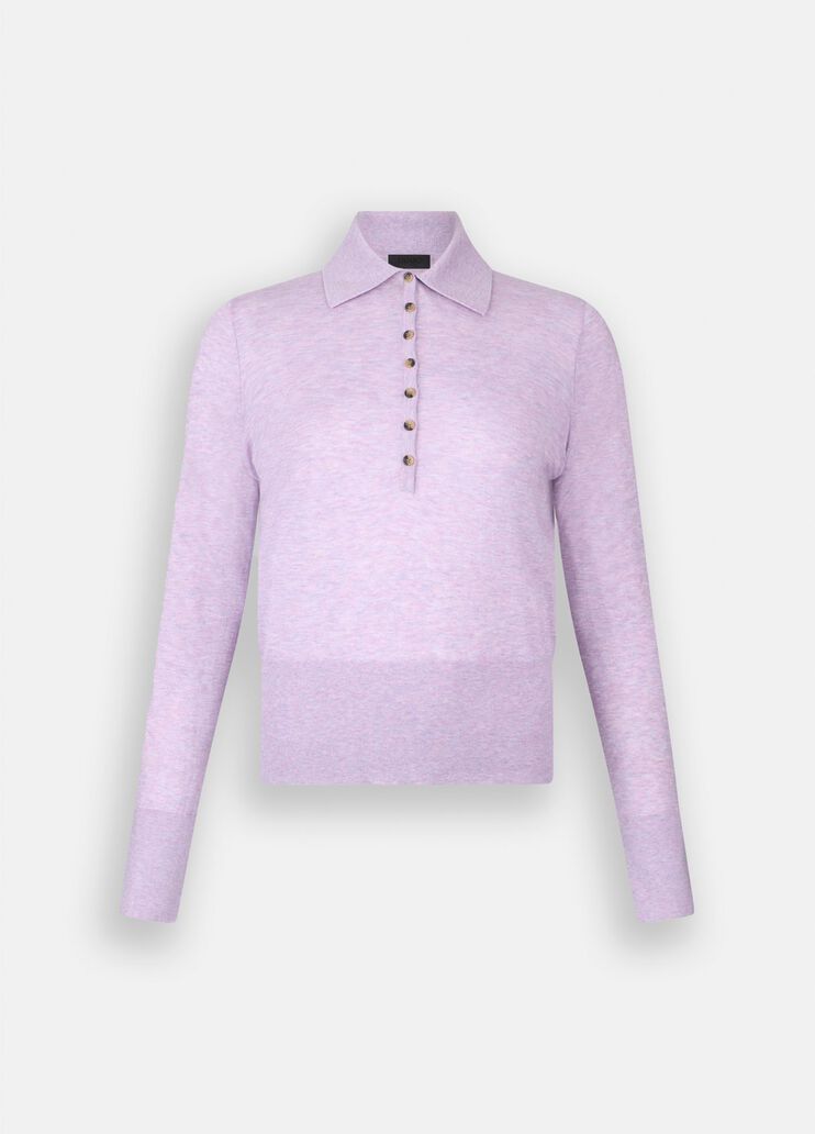 Cotton and cashmere polo shirt lilac Liu Jo - large image number 6 Cotton and cashmere polo shirt lilac Liu Jo - large image number 6