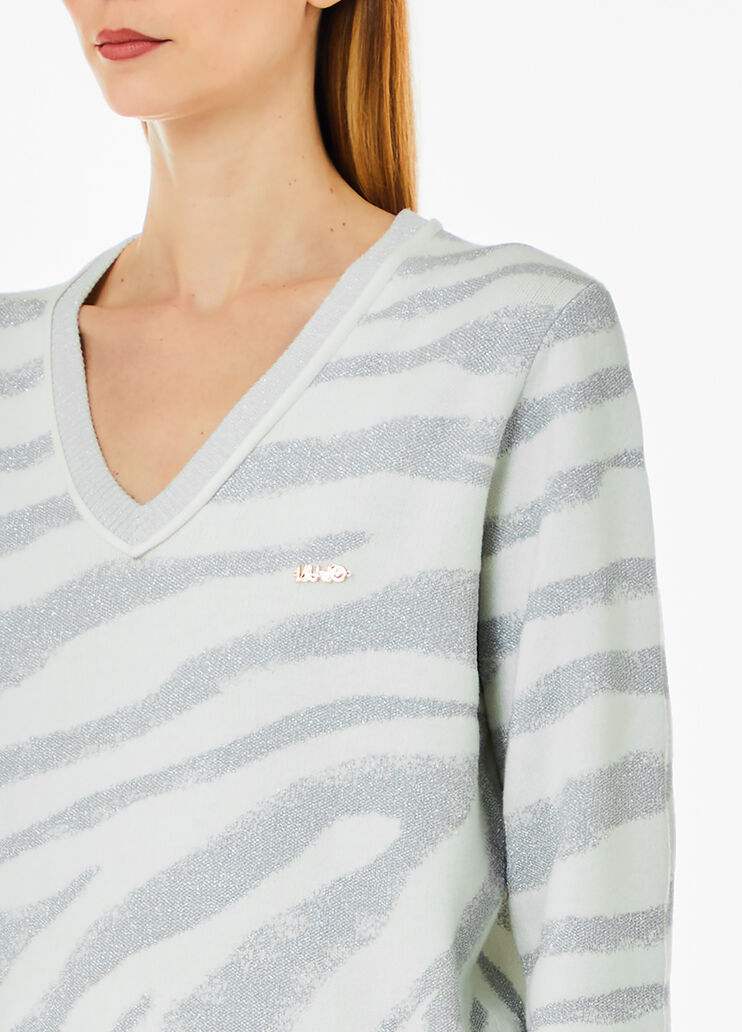 Animal-print jacquard sweater white Liu Jo - large image number 2