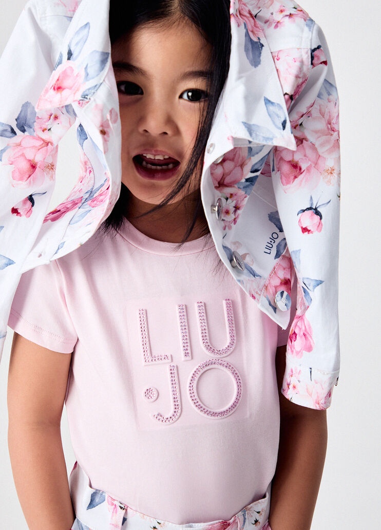 T-shirt with logo and gemstones pink Liu Jo - medium
