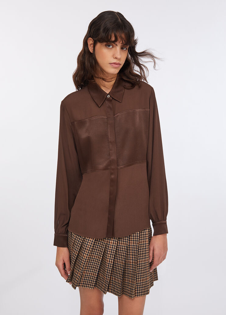 Crêpe de chine shirt chocolate Liu Jo - medium Crêpe de chine shirt chocolate Liu Jo - medium