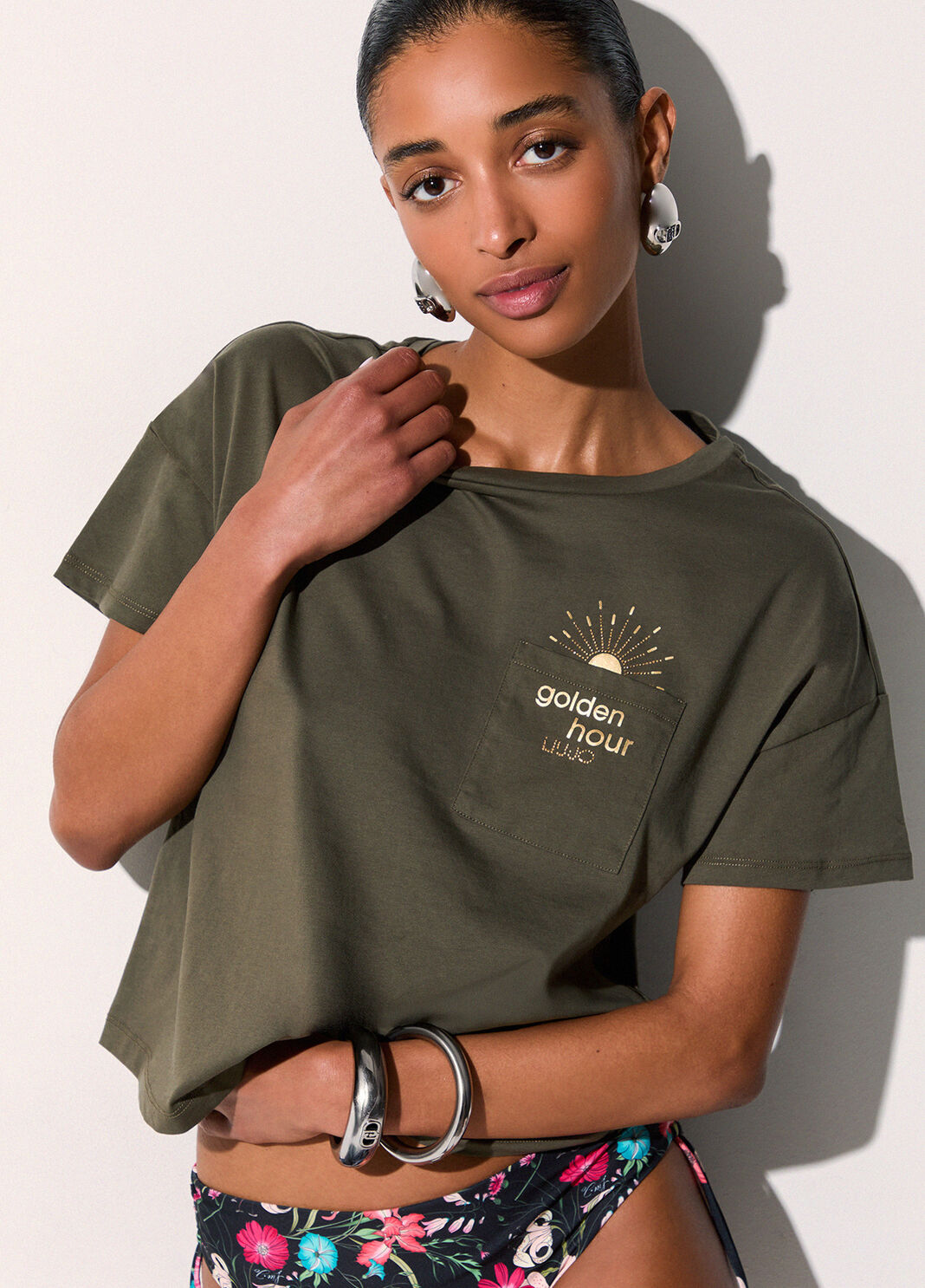 T-shirt with pocket khaki green Liu Jo - large image number 2