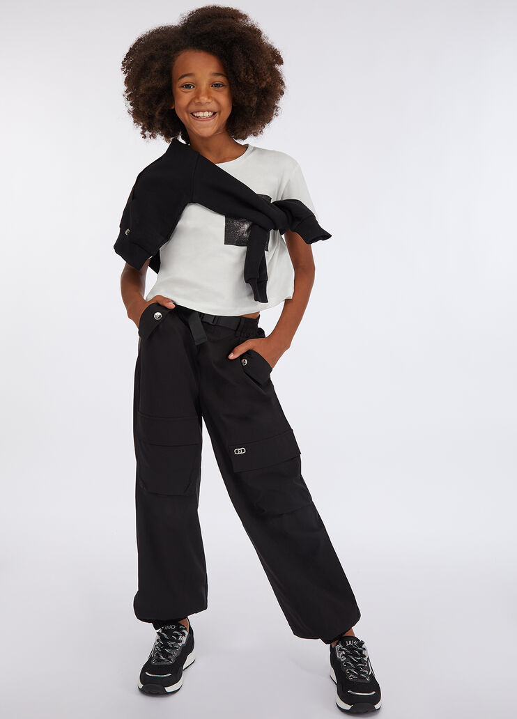 Pantalon ample en tissu technique noir Liu Jo - medium Pantalon ample en tissu technique noir Liu Jo - medium