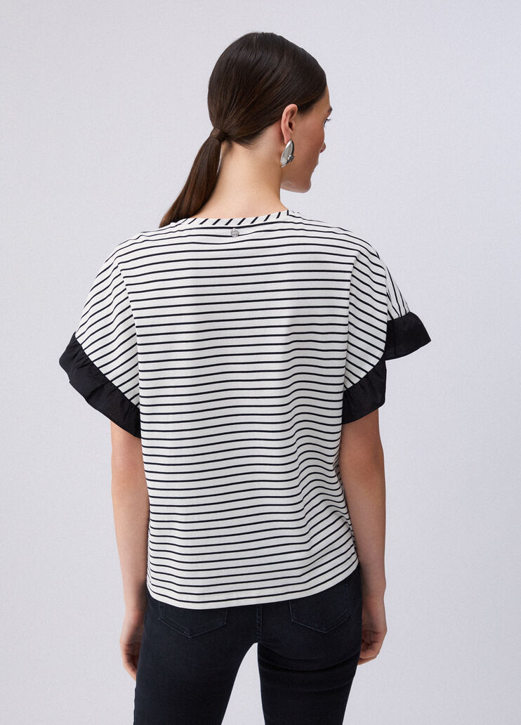 Striped top with bejewelled buttons white striped Liu Jo - large image number 1